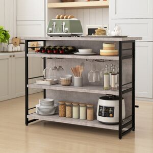 Borough Wharf Industrial Home Bar Unit 4-Tier Liquor Bar Cabinet W/Open Shelves-Grey Black 101cm H X 120cm W X 60cm D Borough Wharf Industrial Home Bar Unit 4-Tier Liquor Bar Cabinet W/Open Shelves-Grey Black 101cm H X 120cm W X 60cm D