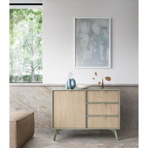Fjørde & Co Agawam 106cm Wide 3 Drawer Sideboard Light Sage Matt/Oak Scandi 80cm H X 106cm W X 38cm D Fjørde & Co Agawam 106cm Wide 3 Drawer Sideboard Light Sage Matt/Oak Scandi 80cm H X 106cm W X 38cm D