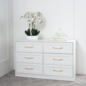 Canora Grey Aydon 6 Drawer White Chest White 75cm H X 121.5cm W X 45cm D Canora Grey Aydon 6 Drawer White Chest White 75cm H X 121.5cm W X 45cm D
