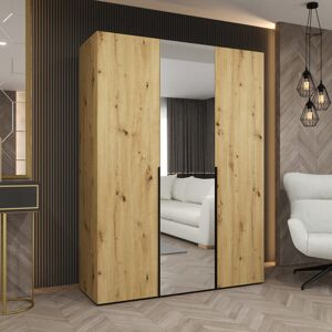 Latitude Run Bold Black Hinged Door Wardrobe 150cm - Stylish Storage with a Mirrored Edge Oak Artisan 202cm H X 150cm W X 52cm D Latitude Run Bold Black Hinged Door Wardrobe 150cm - Stylish Storage with a Mirrored Edge Oak Artisan 202cm H X 150cm W X 52cm D