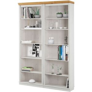 Rosalind Wheeler Demetricia 223cm H x 148cm W Library Bookcase Bookcase Brown/White 223cm H X 148cm W X 34cm D Rosalind Wheeler Demetricia 223cm H x 148cm W Library Bookcase Bookcase Brown/White 223cm H X 148cm W X 34cm D