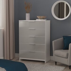 Brayden Studio Fully Assembled Agel 5 - Drawer Chest of Drawers Uniform Grey/White 107.5cm H X 76.5cm W X 41.5cm D Brayden Studio Fully Assembled Agel 5 - Drawer Chest of Drawers Uniform Grey/White 107.5cm H X 76.5cm W X 41.5cm D