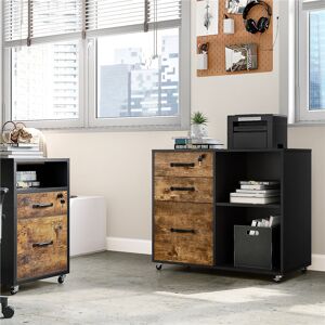 Yaheetech 3 Drawer Filing Cabinet Black/Rustic Brown 65.5cm H X 80cm W X 40cm D Yaheetech 3 Drawer Filing Cabinet Black/Rustic Brown 65.5cm H X 80cm W X 40cm D