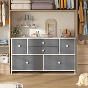 Rebrilliant Hanny 100cm W 6 - Drawer Chest of Drawers White/Grey 55cm H X 100cm W X 35cm D Rebrilliant Hanny 100cm W 6 - Drawer Chest of Drawers White/Grey 55cm H X 100cm W X 35cm D