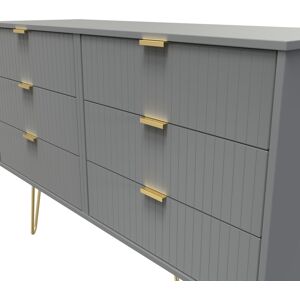 Canora Grey Fully Assembled Amilyn 6 Drawer 112Cm W Double Dresser Dusk Grey 79.5cm H X 112cm W X 41.5cm D Canora Grey Fully Assembled Amilyn 6 Drawer 112Cm W Double Dresser Dusk Grey 79.5cm H X 112cm W X 41.5cm D