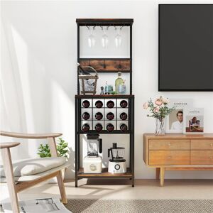 Rio Wine Bottle & Glass Rack Black;Rustic Brown 156cm H X 54cm W X 37cm D Rio Wine Bottle & Glass Rack Black;Rustic Brown 156cm H X 54cm W X 37cm D