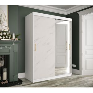 Metro Mukai 2 Door Manufactured Wood Wardrobe White Matt/White Matble 200cm H x 150cm W x 62cm D Metro Mukai 2 Door Manufactured Wood Wardrobe White Matt/White Matble 200cm H x 150cm W x 62cm D