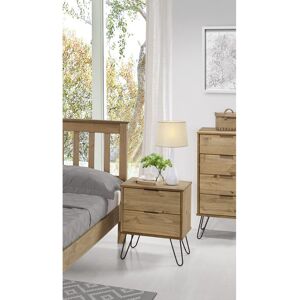 Gracie Oaks Estaugh 2 Drawer Bedside Table, Industrial Design Brown;Beige 57cm H X 45cm W X 39.5cm D Gracie Oaks Estaugh 2 Drawer Bedside Table, Industrial Design Brown;Beige 57cm H X 45cm W X 39.5cm D