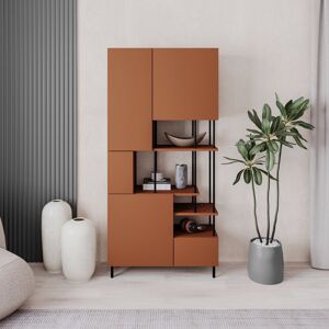 Brayden Studio Key Modern Bookcase Display Unit with Closed Cabinets and Open Shelves Cinnamon 175cm H X 84cm W X 34cm D Brayden Studio Key Modern Bookcase Display Unit with Closed Cabinets and Open Shelves Cinnamon 175cm H X 84cm W X 34cm D
