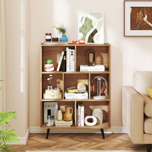 George Oliver 7-Cube Bookcase Mid Century Modern Storage Organizer-Brown Yellow 107cm H X 80cm W X 24cm D George Oliver 7-Cube Bookcase Mid Century Modern Storage Organizer-Brown Yellow 107cm H X 80cm W X 24cm D