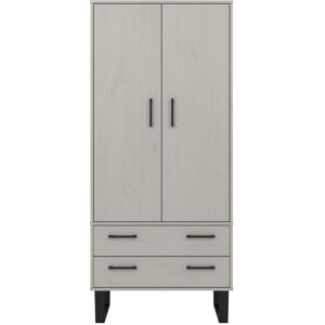 Wade Logan Riter 2 Door, 2 Drawer, Industrial Design Pine Wardrobe Grey Waxed Pine 176cm H X 76.5cm W X 53cm D Wade Logan Riter 2 Door, 2 Drawer, Industrial Design Pine Wardrobe Grey Waxed Pine 176cm H X 76.5cm W X 53cm D
