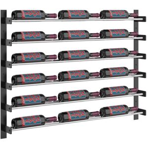 Belfry Kitchen Thedford 18 Bottle Wall Mounted Wine Bottle Rack Matte Black/Chrome 76cm H X 104cm W X 11cm D Belfry Kitchen Thedford 18 Bottle Wall Mounted Wine Bottle Rack Matte Black/Chrome 76cm H X 104cm W X 11cm D