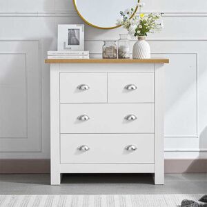 17 Stories 4-Drawer Chest for Bedroom Light Wood Top White Dresser Storage Cabinet White 95cm H X 79cm W X 40cm D 17 Stories 4-Drawer Chest for Bedroom Light Wood Top White Dresser Storage Cabinet White 95cm H X 79cm W X 40cm D