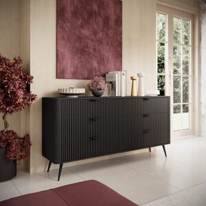 George Oliver Bold Sophistication: Lante Chest Of Drawers 163cm in Black Black 81cm H X 163cm W X 38cm D George Oliver Bold Sophistication: Lante Chest Of Drawers 163cm in Black Black 81cm H X 163cm W X 38cm D
