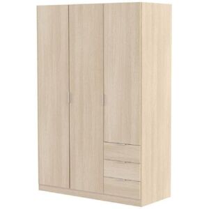 17 Stories Cairo Oak Effect Compact 3 Door 3 Drawer Space-saving Wardrobe Natural 180cm H X 121cm W X 52cm D 17 Stories Cairo Oak Effect Compact 3 Door 3 Drawer Space-saving Wardrobe Natural 180cm H X 121cm W X 52cm D