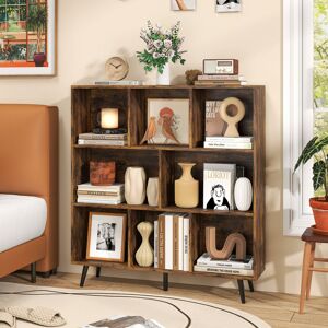 George Oliver 8-Cube Bookcase Mid Century Modern Storage Organizer-White Brown 107cm H X 100cm W X 24cm D George Oliver 8-Cube Bookcase Mid Century Modern Storage Organizer-White Brown 107cm H X 100cm W X 24cm D