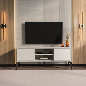 Metro Lojo Modern Tv Stand with Storage and Open Shelves White 52cm H x 130cm L x 29.5cm W Metro Lojo Modern Tv Stand with Storage and Open Shelves White 52cm H x 130cm L x 29.5cm W