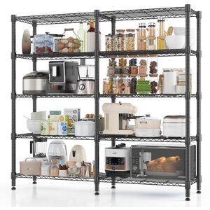 Himimi 5-Tier Wide Heavy Duty Metal Shelving Unit Polished Chrome 183cm H X 152cm W X 35cm D Himimi 5-Tier Wide Heavy Duty Metal Shelving Unit Polished Chrome 183cm H X 152cm W X 35cm D