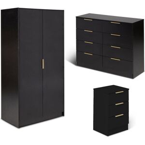 17 Stories Glenhaven 3 Piece Bedroom Set Pitch Black 180cm H X 93cm W X 52cm D 17 Stories Glenhaven 3 Piece Bedroom Set Pitch Black 180cm H X 93cm W X 52cm D