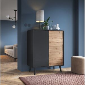 George Oliver Willow Highboard Cabinet Oak Artisan/Black Matte 125cm H X 104cm W X 39cm D George Oliver Willow Highboard Cabinet Oak Artisan/Black Matte 125cm H X 104cm W X 39cm D