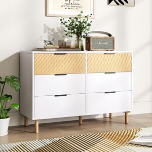 Latitude Run Aheli Solid Wood 6 - Drawer Accent Chest Brown;White 75.5cm H X 110cm W X 40cm D Latitude Run Aheli Solid Wood 6 - Drawer Accent Chest Brown;White 75.5cm H X 110cm W X 40cm D