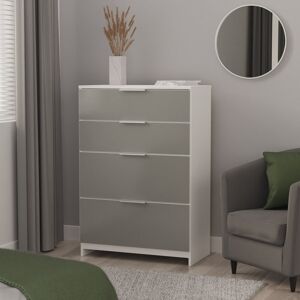 Latitude Run Fully Assembled Mericle 4 - Drawer Chest of Drawers Uniform Grey/White 107.5cm H X 76.5cm W X 41.5cm D Latitude Run Fully Assembled Mericle 4 - Drawer Chest of Drawers Uniform Grey/White 107.5cm H X 76.5cm W X 41.5cm D