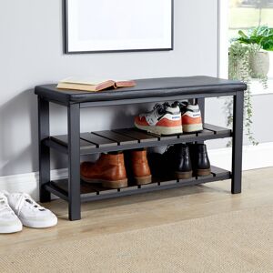 17 Stories Spalding 2 Shelf Black PU Hallway Shoe Storage Bench Black 8 17 Stories Spalding 2 Shelf Black PU Hallway Shoe Storage Bench Black 8