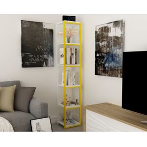 Wade Logan Abshire 180.cm H Stainless Steel Standard Bookcase White/Yellow 180.3cm H X 33.7cm W X 29.5cm D Wade Logan Abshire 180.cm H Stainless Steel Standard Bookcase White/Yellow 180.3cm H X 33.7cm W X 29.5cm D