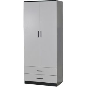Ebern Designs Gianpietro 2 Door Wardrobe Black Carcass/Grey Drawer 180cm H X 75cm W X 46cm D Ebern Designs Gianpietro 2 Door Wardrobe Black Carcass/Grey Drawer 180cm H X 75cm W X 46cm D