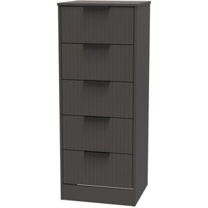 Brayden Studio Atsumi 5 Drawer Tall Bedside Cabinet With Black Handles (Ready Assembled) Graphite Black 113cm H X 45cm W X 40cm D Brayden Studio Atsumi 5 Drawer Tall Bedside Cabinet With Black Handles (Ready Assembled) Graphite Black 113cm H X 45cm W X 40cm D