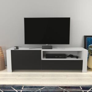 Ebern Designs Hassen TV Stand for TVs up to 70" White/Anthracite 70" Ebern Designs Hassen TV Stand for TVs up to 70" White/Anthracite 70"