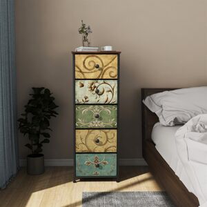 ClassicLiving Narrow Tall Chest Of Drawers 5 Fabric Drawer Dresser For Bedroom Slim Storage Tower Organizer Unit For Living Room Bedroom Closet Entryway Wood Board Brown 114cm H X 42cm W X 30cm D ClassicLiving Narrow Tall Chest Of Drawers 5 Fabric Drawer Dresser For Bedroom Slim Storage Tower Organizer Unit For Living Room Bedroom Closet Entryway Wood Board Brown 114cm H X 42cm W X 30cm D