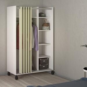 17 Stories Mathian 1 Door Manufactured Wood Wardrobe White/Beige 160cm H X 99.7cm W X 48.25cm D 17 Stories Mathian 1 Door Manufactured Wood Wardrobe White/Beige 160cm H X 99.7cm W X 48.25cm D