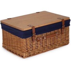 Lily Manor Wicker Lined Gift or Storage Hamper Basket with Lid Double Steamed/Navy 19cm H x 41cm W x 30cm D Lily Manor Wicker Lined Gift or Storage Hamper Basket with Lid Double Steamed/Navy 19cm H x 41cm W x 30cm D