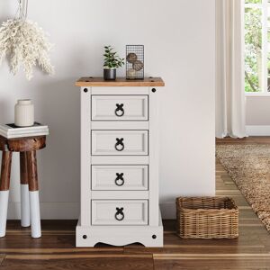 Brambly Cottage Corona White 4 Drawer Narrow Bedside White 74cm H X 35cm W X 33cm D Brambly Cottage Corona White 4 Drawer Narrow Bedside White 74cm H X 35cm W X 33cm D