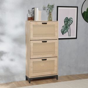 VonHaus Lena Rattan Shoe Storage Cabinet Brown 9 VonHaus Lena Rattan Shoe Storage Cabinet Brown 9