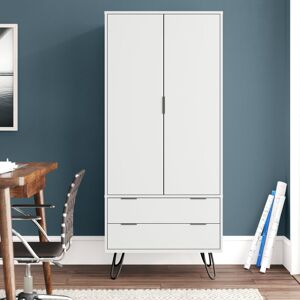 Hashtag Home Landyn 2 Door, 2 Drawer Wardrobe Industrial Design White 176cm H X 76.5cm W Hashtag Home Landyn 2 Door, 2 Drawer Wardrobe Industrial Design White 176cm H X 76.5cm W
