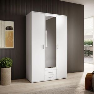 17 Stories Chic KARL 3-Door Hinged Wardrobe with Mirror 120cm, Ample Storage White Matt 196cm H X 120cm W X 54cm D 17 Stories Chic KARL 3-Door Hinged Wardrobe with Mirror 120cm, Ample Storage White Matt 196cm H X 120cm W X 54cm D