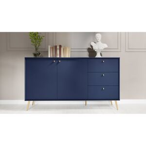 Fairmont Park Chest of drawers with golden legs and handles, 156.2cm W x 89.2cm H x 40.5cm D. Navy Blue 89cm H X 156cm W X 40cm D Fairmont Park Chest of drawers with golden legs and handles, 156.2cm W x 89.2cm H x 40.5cm D. Navy Blue 89cm H X 156cm W X 40cm D