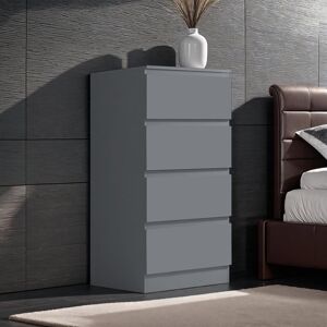 Zipcode Design Carlton 4 Drawer Tallboy Chest Of Drawers. 40cm Wide. Matt Finish. Scratch Resistant. Modern No Handle Design. Grey 99cm H X 40cm W X 40cm D Zipcode Design Carlton 4 Drawer Tallboy Chest Of Drawers. 40cm Wide. Matt Finish. Scratch Resistant. Modern No Handle Design. Grey 99cm H X 40cm W X 40cm D