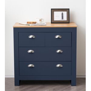 Marlow Home Co. Amarelis 4 - Drawer Chest of Drawers Blue/Oak 76.4cm H X 79cm W X 40cm D Marlow Home Co. Amarelis 4 - Drawer Chest of Drawers Blue/Oak 76.4cm H X 79cm W X 40cm D