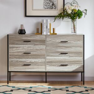 Borough Wharf Oscar 6 Drawer Wide Industrial Chest of Drawers With Metal Frame Grey 79.5cm H X 123cm W X 40cm D Borough Wharf Oscar 6 Drawer Wide Industrial Chest of Drawers With Metal Frame Grey 79.5cm H X 123cm W X 40cm D