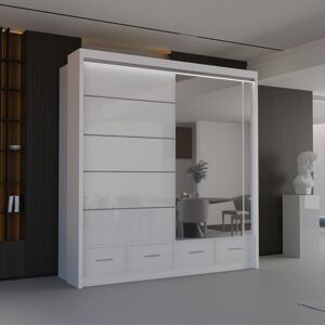 Brayden Studio Bahos 3 Door Manufactured Wood Wardrobe White 220cm H x 208cm x W 66cm D Brayden Studio Bahos 3 Door Manufactured Wood Wardrobe White 220cm H x 208cm x W 66cm D