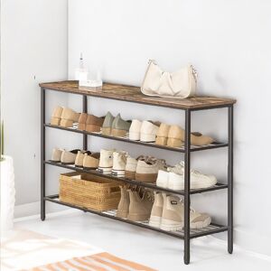 Borough Wharf 15 Pair Shoe Rack 4 Tier Industrial Rustic Brown Home Entryway Hallway Furniture Black;Rustic Brown 15 Borough Wharf 15 Pair Shoe Rack 4 Tier Industrial Rustic Brown Home Entryway Hallway Furniture Black;Rustic Brown 15