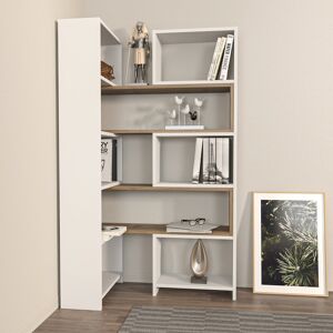 Latitude Run Lilea Bookcase White/Light Brown 150cm H X 165cm W X 22cm D Latitude Run Lilea Bookcase White/Light Brown 150cm H X 165cm W X 22cm D
