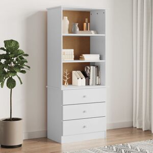 Latitude Run Bookcase With Drawers ALTA 60X35x142 Cm Solid Wood Pine White 142cm H X 60cm W X 35cm D Latitude Run Bookcase With Drawers ALTA 60X35x142 Cm Solid Wood Pine White 142cm H X 60cm W X 35cm D