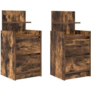 17 Stories Bedside Cabinets With 2 Drawers 2 Pcs 38X34x80 Cm Smoked Oak 80cm H X 38cm W X 34cm D 17 Stories Bedside Cabinets With 2 Drawers 2 Pcs 38X34x80 Cm Smoked Oak 80cm H X 38cm W X 34cm D