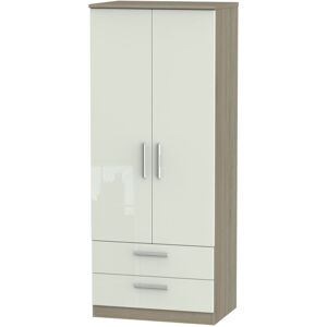 Ebern Designs Fully Assembled 2 Door Wardrobe Kashmir Gloss Finish / Dark Oak Wood Veneer 182.5cm H X 74cm W X 53cm D Ebern Designs Fully Assembled 2 Door Wardrobe Kashmir Gloss Finish / Dark Oak Wood Veneer 182.5cm H X 74cm W X 53cm D