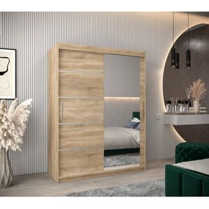 17 Stories Verona 02 Sliding Door Wardrobe 120cm - Black Matt Oak Sonoma 200cm H x 150cm W x 62cm D 17 Stories Verona 02 Sliding Door Wardrobe 120cm - Black Matt Oak Sonoma 200cm H x 150cm W x 62cm D