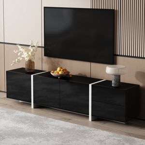 Latitude Run High-Gloss TV Stand with Simple Cabinet Doors and Drawer Black/White 65" Latitude Run High-Gloss TV Stand with Simple Cabinet Doors and Drawer Black/White 65"